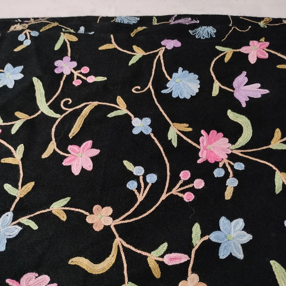 Floral Embroidered Black Shawl Scarf Multifunctional Women's OS Fringe Unbranded - Picture 4 of 7